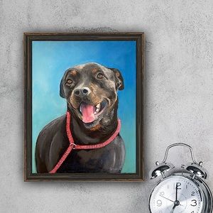 Original Oil Painting Signed custom animal portraits dog painting Rottweiler